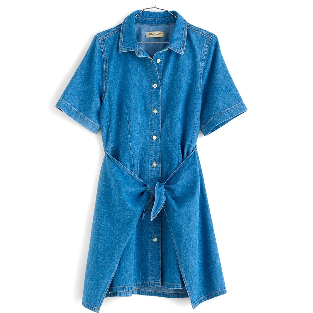 Madewell Denim Overlay Mini Shirtdress in Caulk Wash Size 14 - NEW